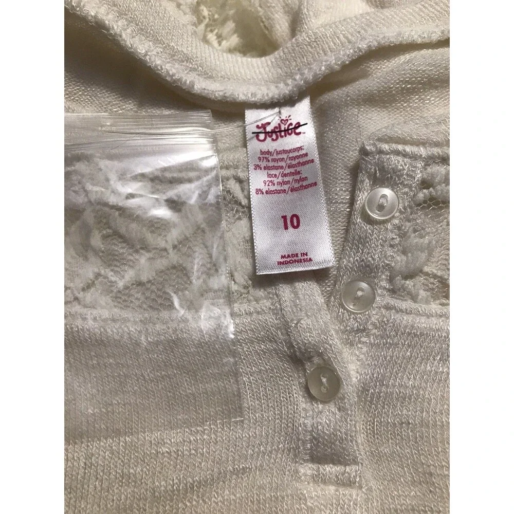 Lace Trim Ivory Cream Colored Sweater By Justice Girls Size 10 New